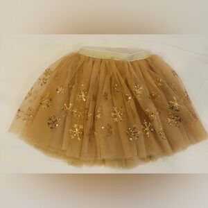 Gold Sequin Snowflake Winter or Christmas Tulle Skirt / Tutu - Size 2-4